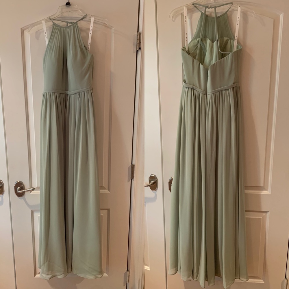 Azazie dusty sage green bridesmaid dress